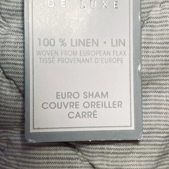 Pure Luxury 100% Linen Two Euro Shams Square Neutral Simple Coastal Stripes - Picture 6 of 15